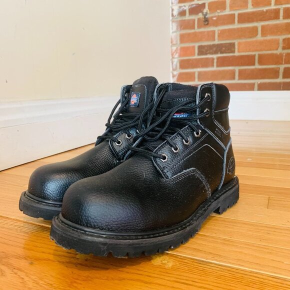 BRAND NEW MENS DICKIES BLACK LEATHER WATERPROOF SHOES SAFETY STEEL TOE CAP BOOTS - Picture 4 of 9